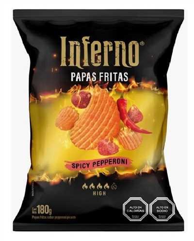 PAPAS INFERNO CA SPICY PEPPERONI 14X180 GR        